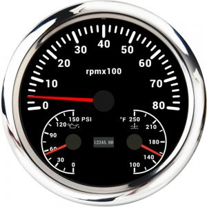 ELING 110MM 3 in 1 Gauge Tachometer with 0-150 PSI Oil Pressure Water Temperature