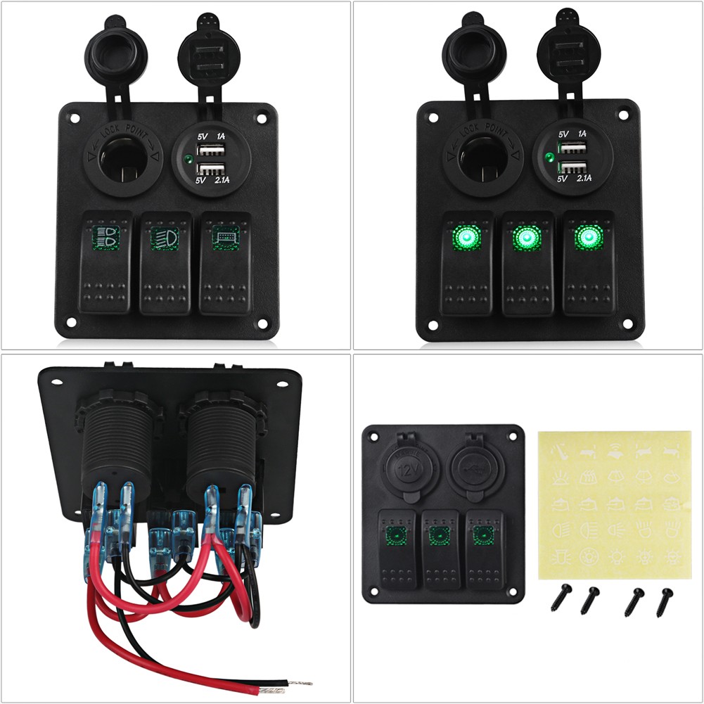 ELING 3 Gang Multi-functional Switch Panel