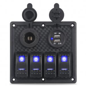 ELING 4 Gang Switch Panel(Cigarette Lighter and USB Charger) ELING 4 Gang Switch Panel(Cigarette Lighter and USB Charger)