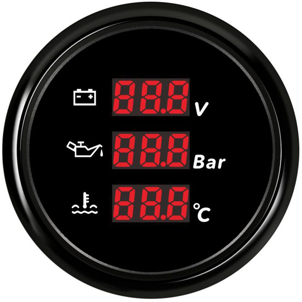 5-in-1 Digital LCD Gauge: Oil Pressure, Voltmeter, Water Temp, Fuel Level, Tachometer
